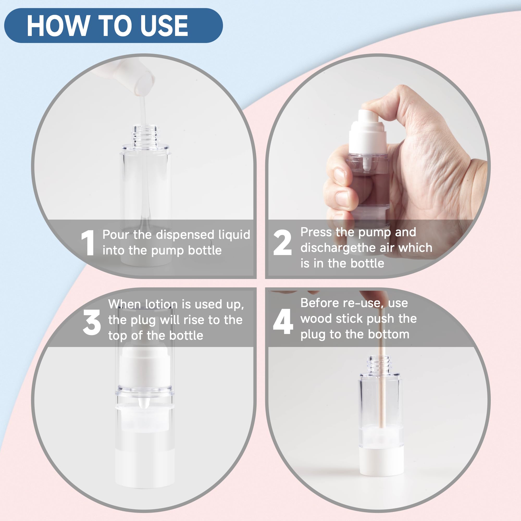 Givitasot 0.5Oz/15Ml Airless Pump Small Spray Bottle, 3 Pack Vacuum Travel Spray Bottle, Fine Mist Mini Spray Bottle For Toner P