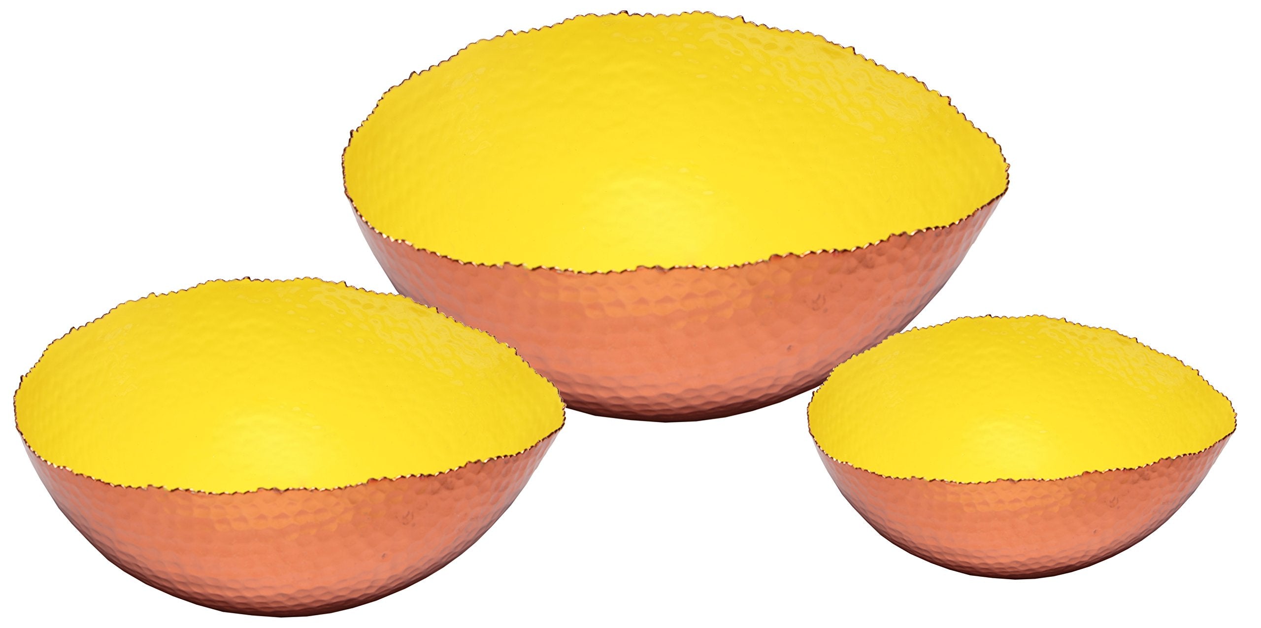 Melange Home Decor Copper Collection, Set of 3 Oval Bowls - 6, 9 and 12, Color - Sunflower