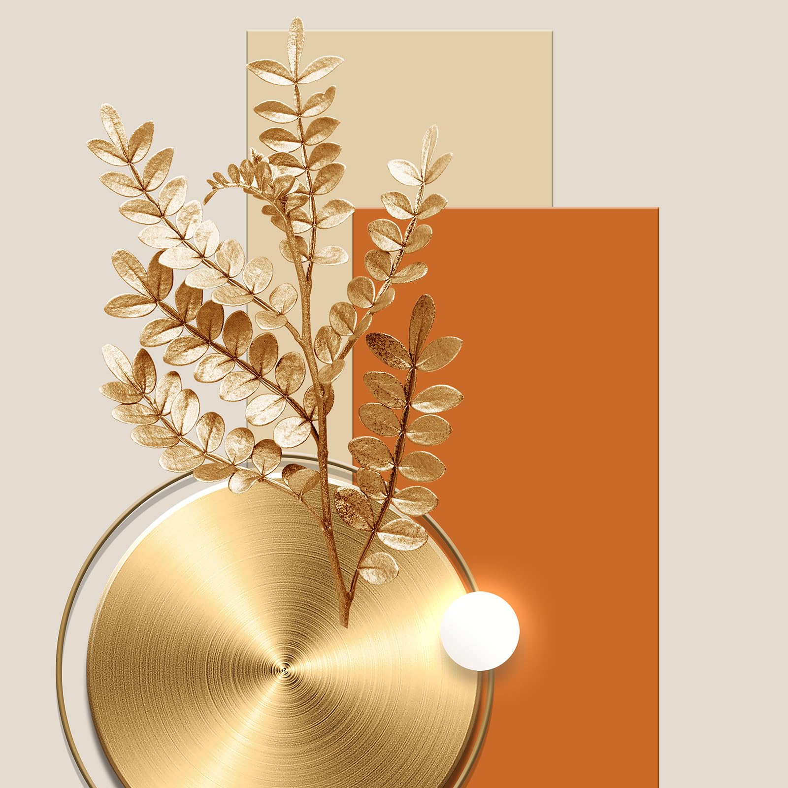 Framed Modern Luxury Gold Wall Art, Set Of 3 Piece Contemporary Paintings Artwork For Walls, Golden Prints Pictures With Gold Fr