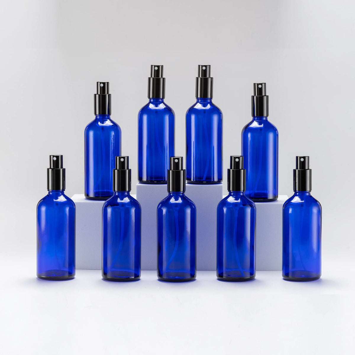 Yizhao Blue Glass Spray Bottles 4Oz, With Small Fine Mist Spray, Metal Cap, Refillable For Essential Oil,Travel,Cleaning,Perfume