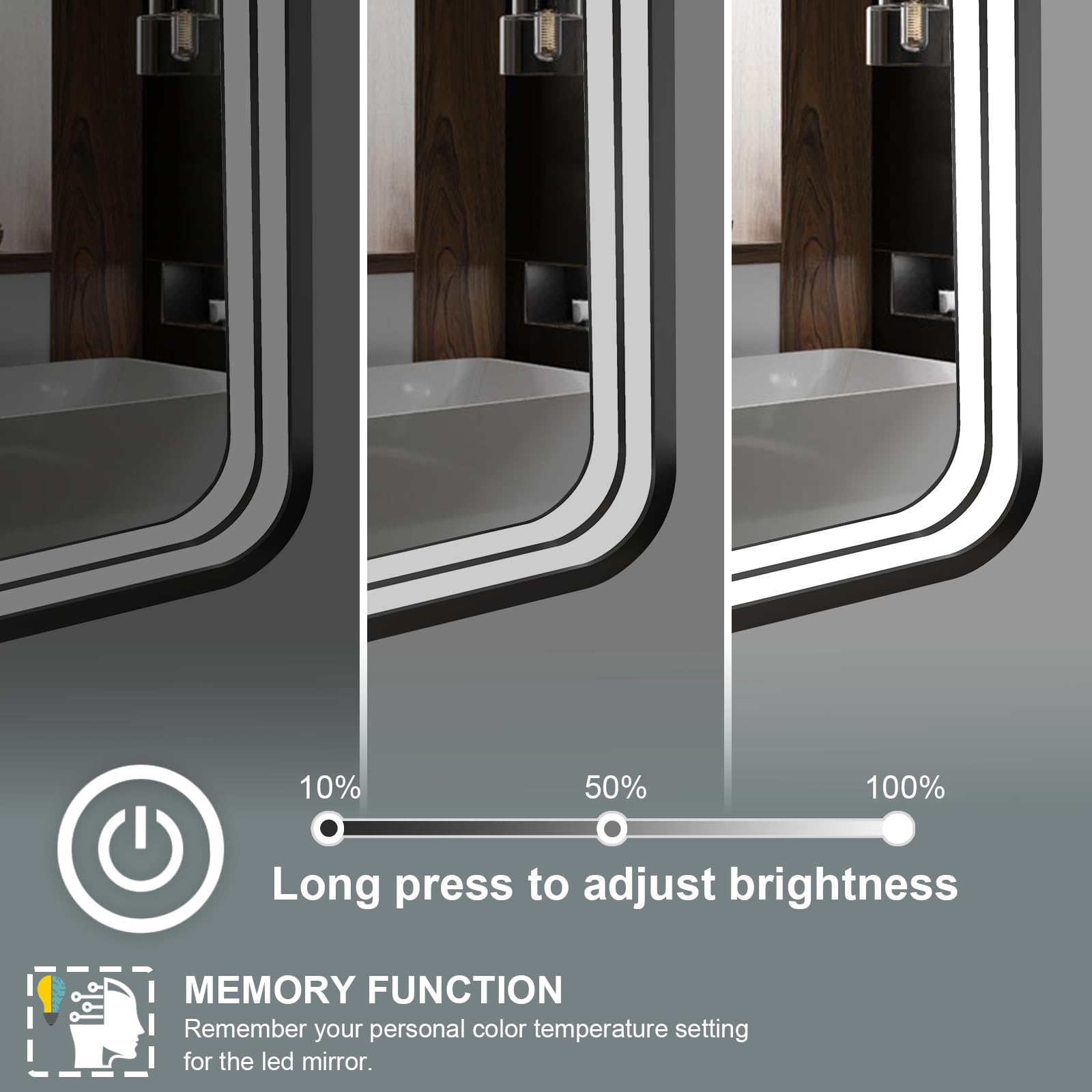 Twalsu 24X32 Inch Led Bathroom Mirror With Lights, Black Metal Framed Led Mirror For Bathroom, 3 Colors And Stepless Dimmable Wa