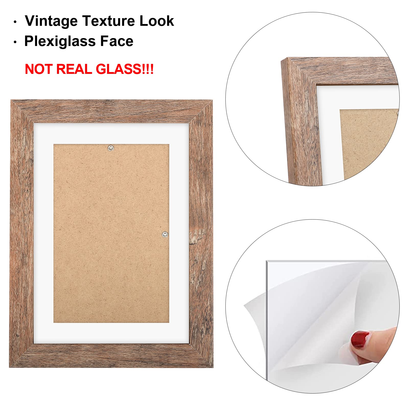 TOFOREVO 5x7 Picture Frames Set of 6 Rustic Wood Grain Photo Frame for Gallery Wall Mounting or Tabletop Display