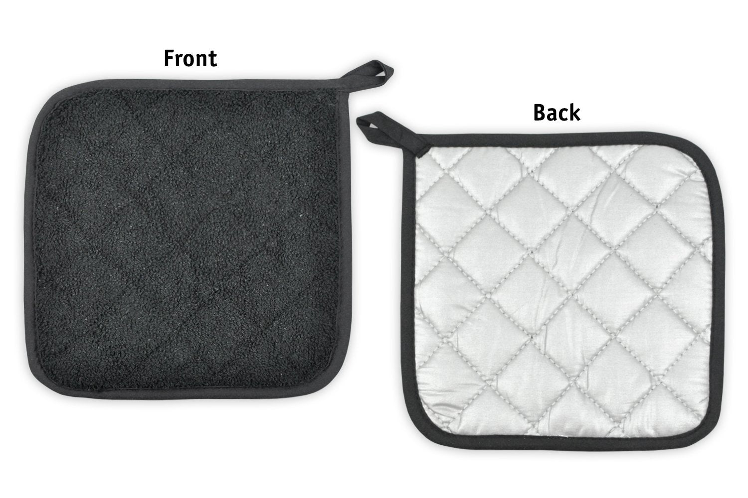 Dii Basic Terry Collection Quilted 100% Cotton, Potholder, Black, 3 Piece
