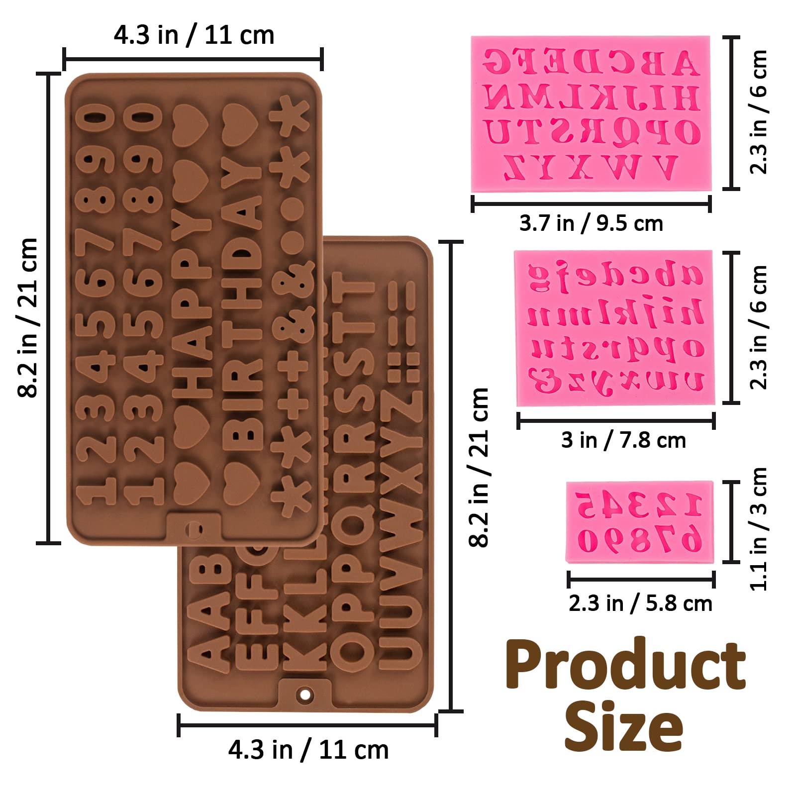 Lioucbd 5 Pcs Fondant Molds, Silicone Letter Molds For Chocolate Covered Strawberries With Happy Birthday Cake Decorations Symbo