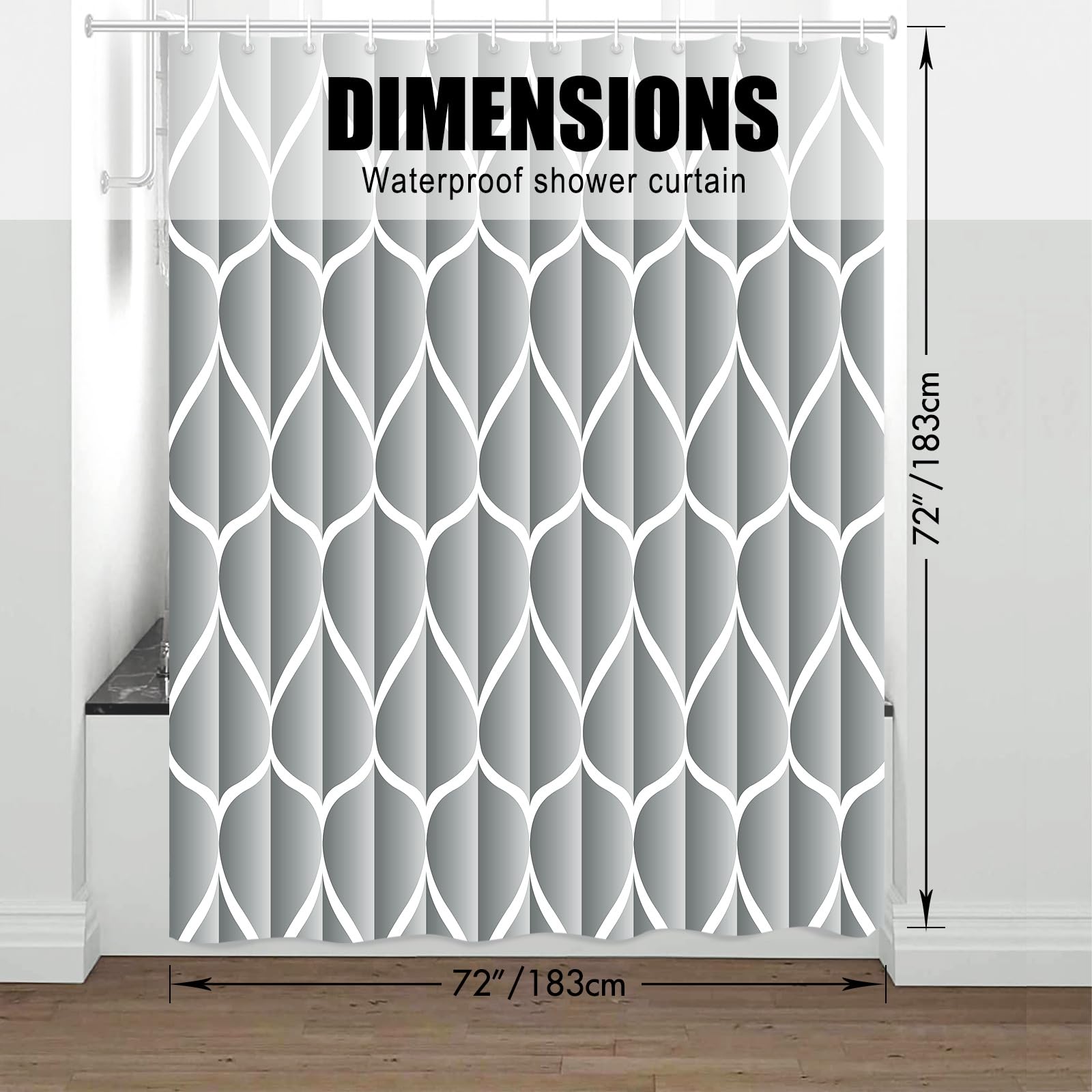 Gelbchu Light Grey 72 X 72 Inch Shower Curtain, Waterproof Design And Polyester, Quick-Drying, Heavy Duty Shower Curtains Set Fo