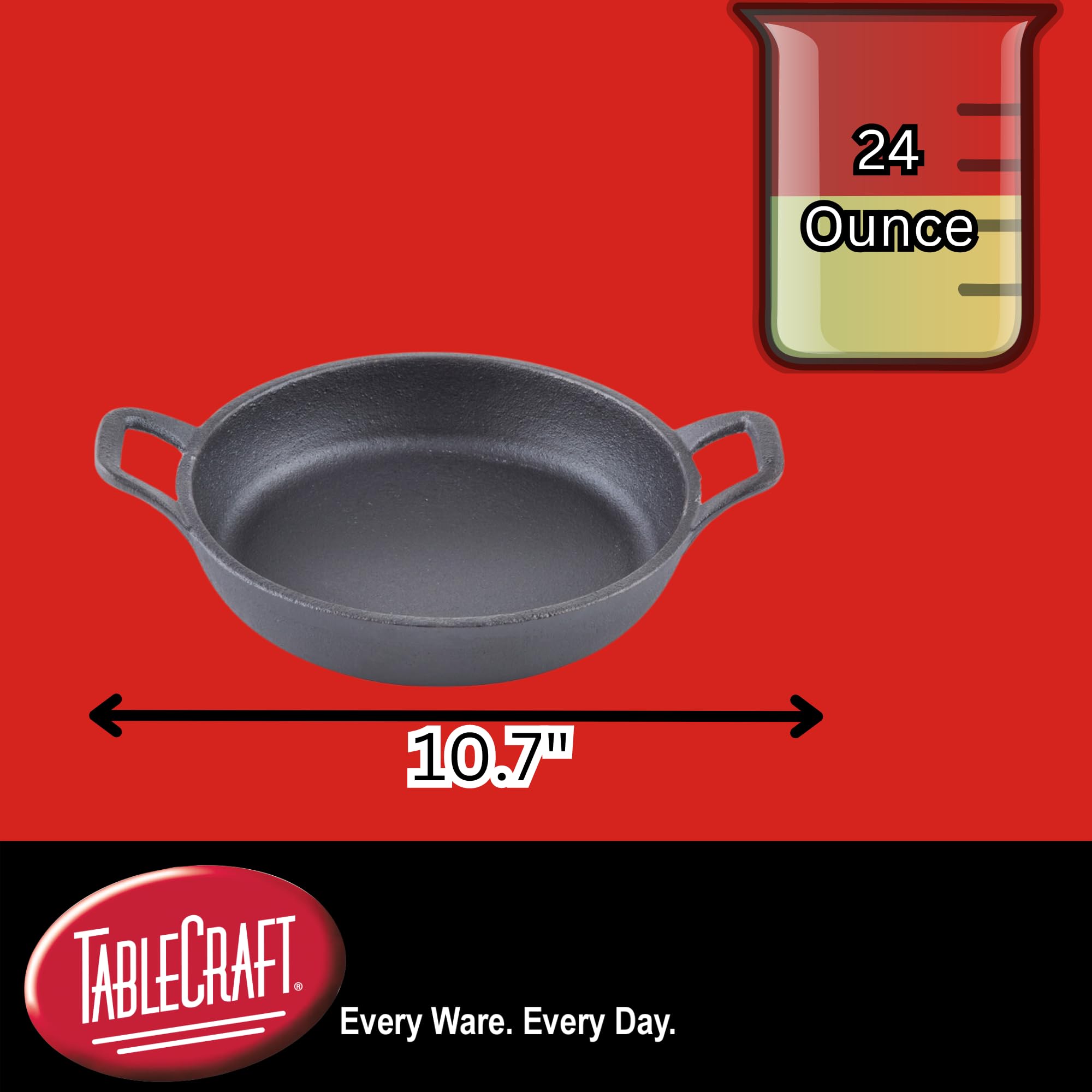 Tablecraft Cw30104 Cast Iron Round Mini Server, 11 Oz, Black