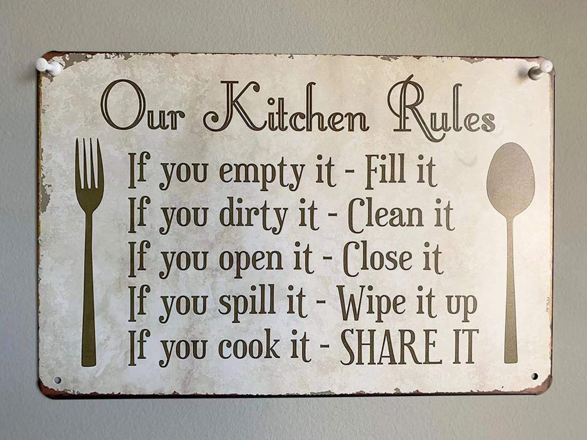 Rustic Kitchen Rules Sign Grace Home Kitchen Rules Plaque Wall Decor Rustic Metal Tin Signs Post ...