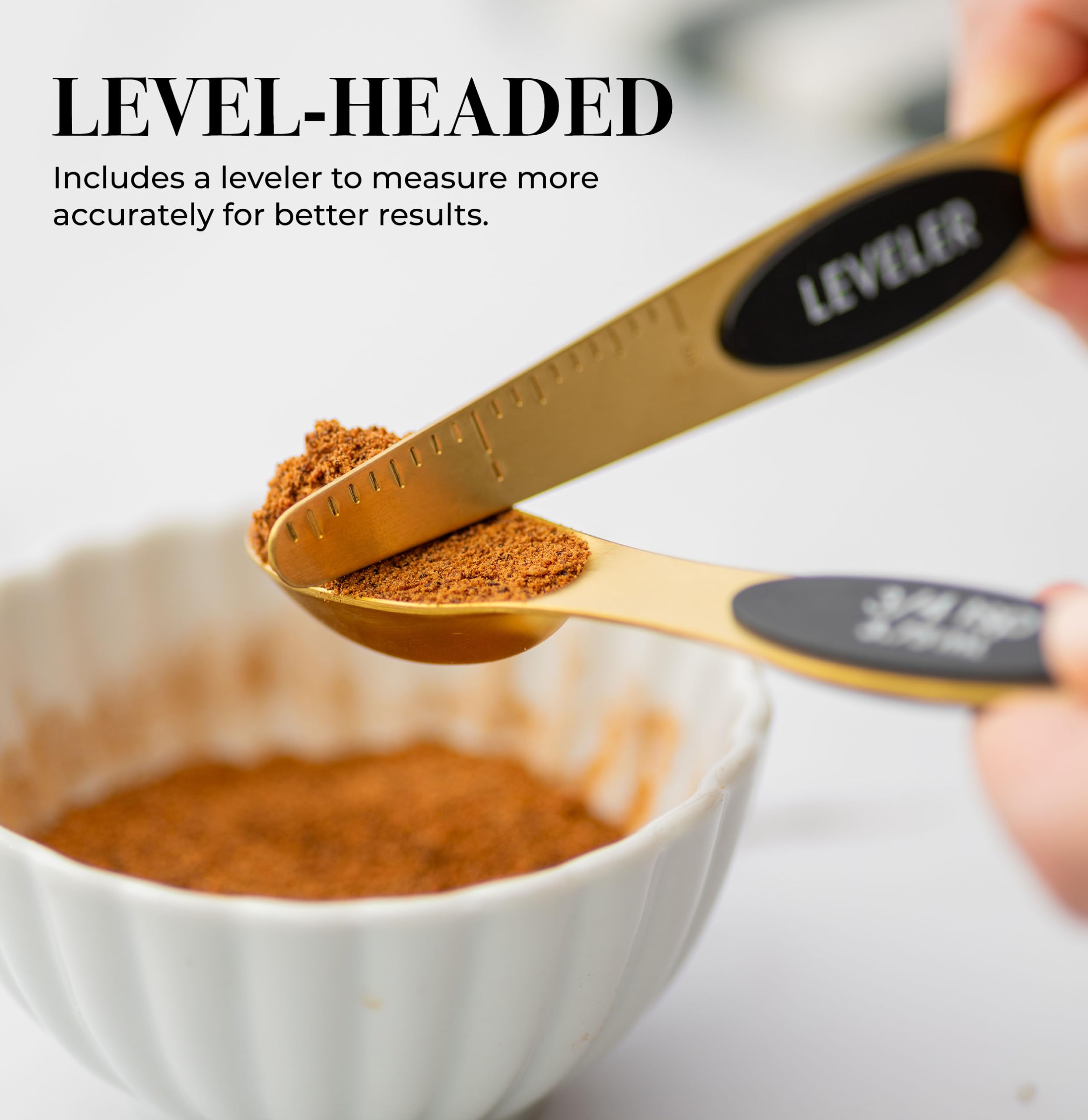 Magnetic Measuring Spoons Set - Stainless Steel Gold Measuring Spoons For Cooking And Baking - Cute And Durable Gold Kitchen Acc