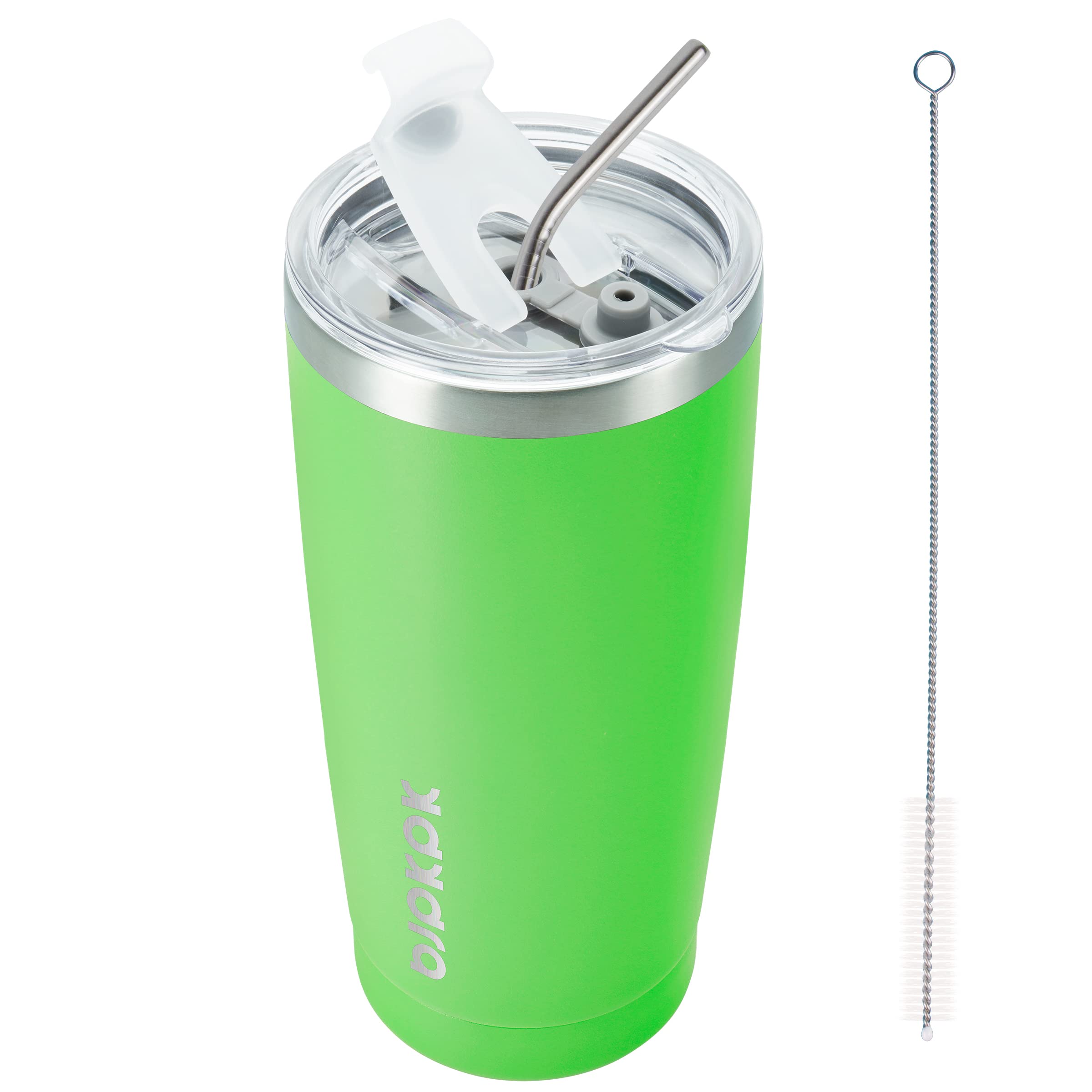 Bjpkpk 20Oz Tumbler With Lid And Straw Stainless Steel Tumbler Cup Vacuum Insulated Double Wall Travel Coffee Mug,Green