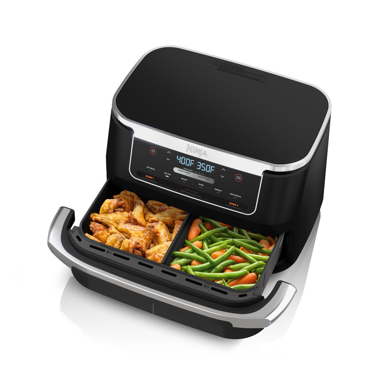 Ninja Dz071 Foodi 6-In-1 Dualzone Flexbasket Air Fryer With 7-Qt Megazone & Basket Divider, Large Proteins & Full Meals, Smart F