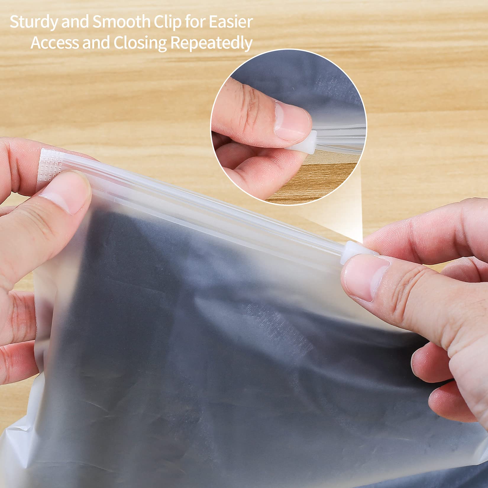 20 Pcs Travel Storage Bags, Clothes Packaging Bags, Reusable Plastic Ziplock Bags, Frosted Waterproof Resealable Clothing Zipper