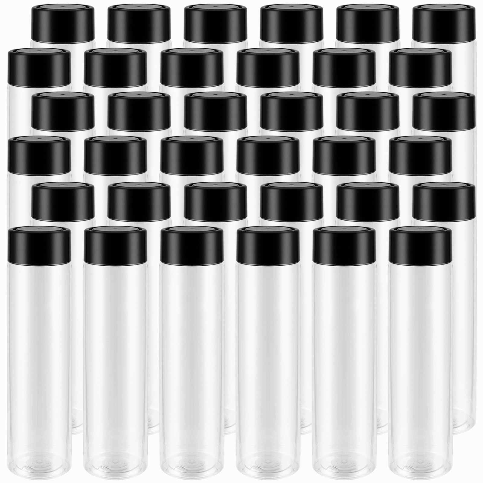 TAICHEUT 36 PCS Plastic Juice Bottles, 380ml/13oz Clear Sensory Bottles with Black Lids, Empty Water Bottles Bulk Bottle for Sto