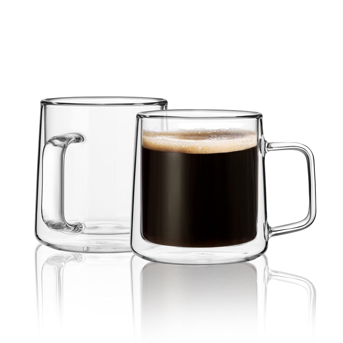 Cnglass Double Wall Glass Coffee Mugs 15.2Oz(450Ml),Large Clear Insulated Glass Espresso Cup With Handle,Set Of 1