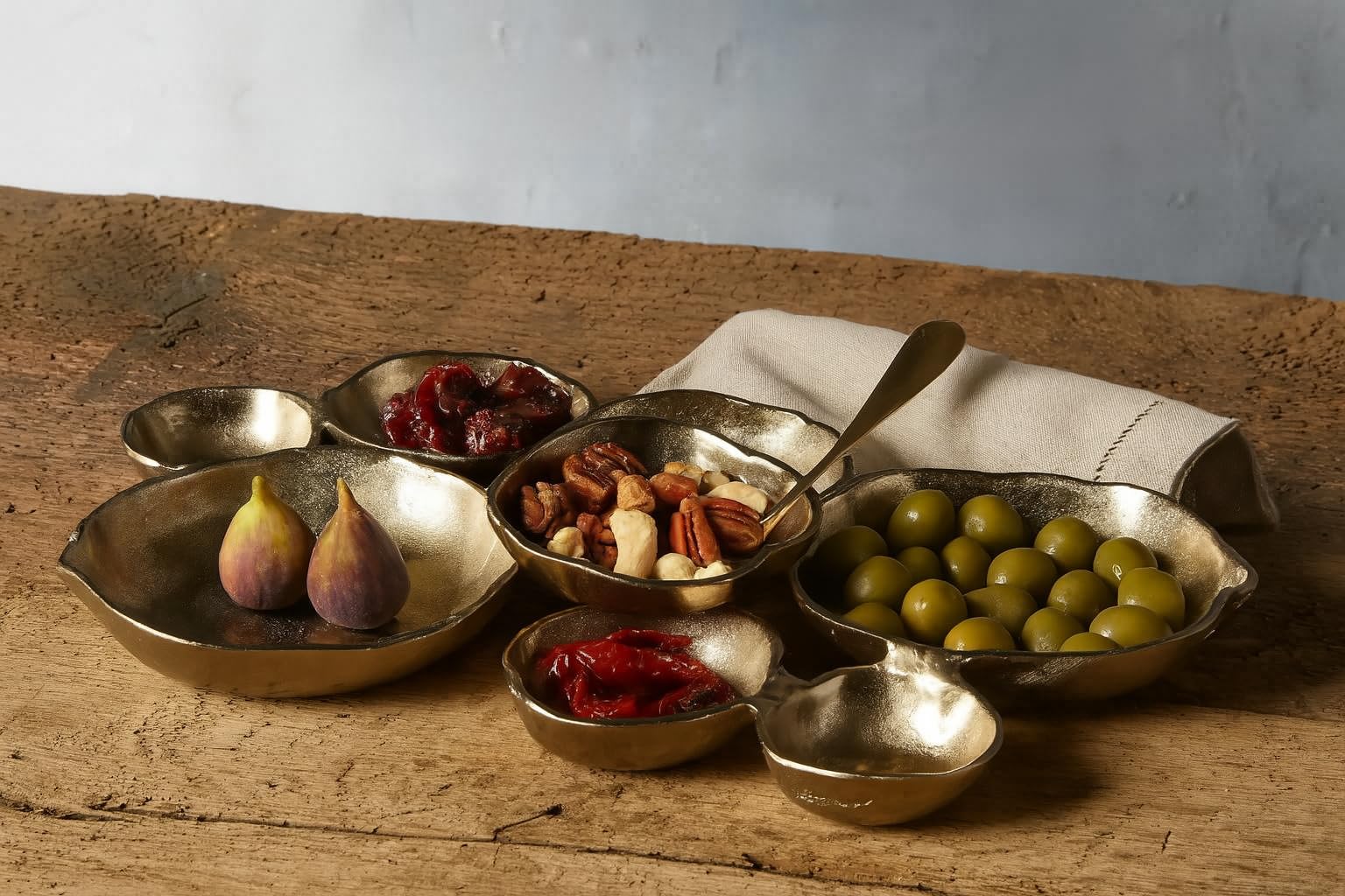 Cluster Decorative Bowls, Bright Gold Brass - Decoration, Snack Tray Bowl