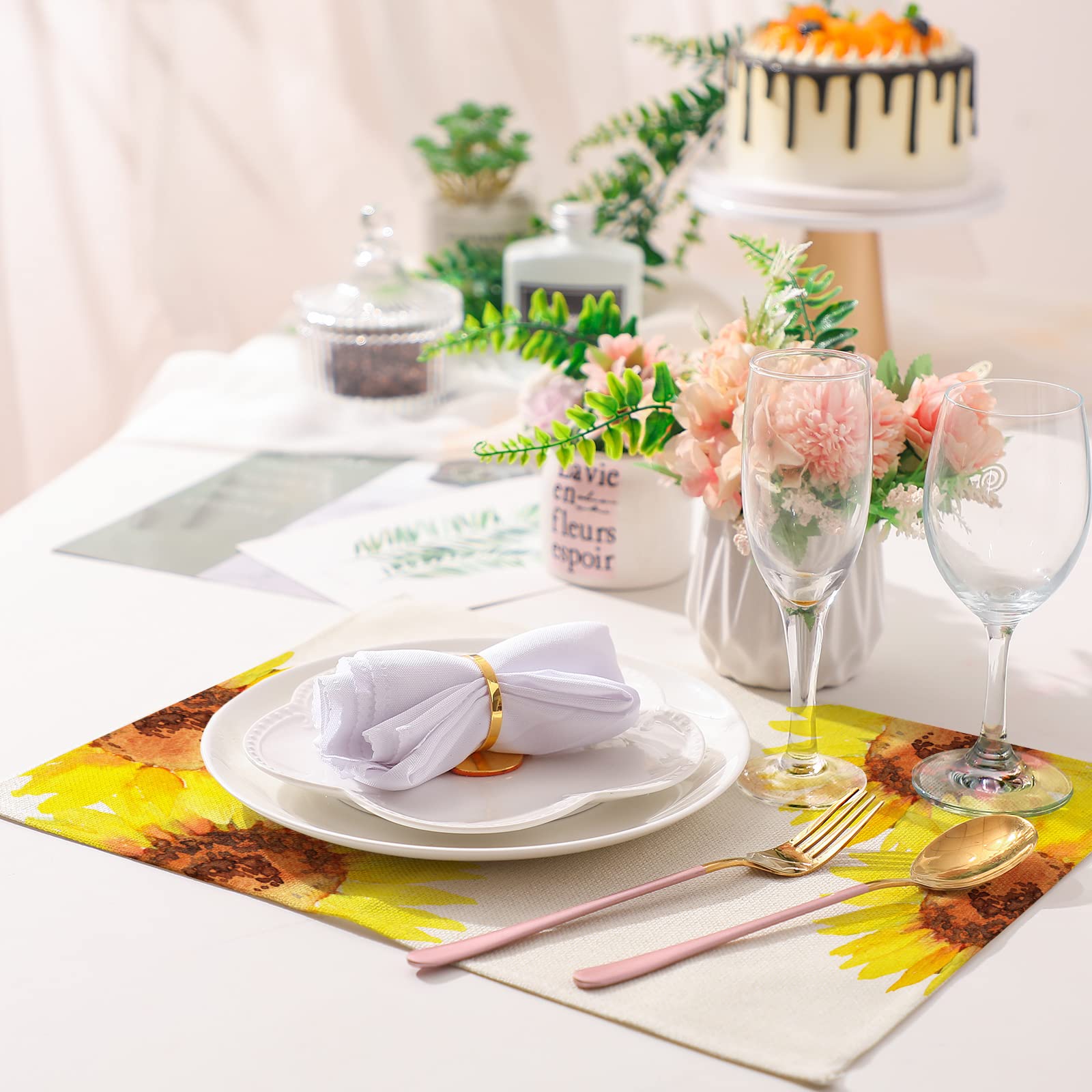 Sublimation Burlap Placemats Washable Sublimation Blank Place Mats White Placemats for Dining Tables Birthday Party Wedding DIY Table Mats Kitchen Home Holiday Table Decor 12 x 16 Inch (8 Pieces)