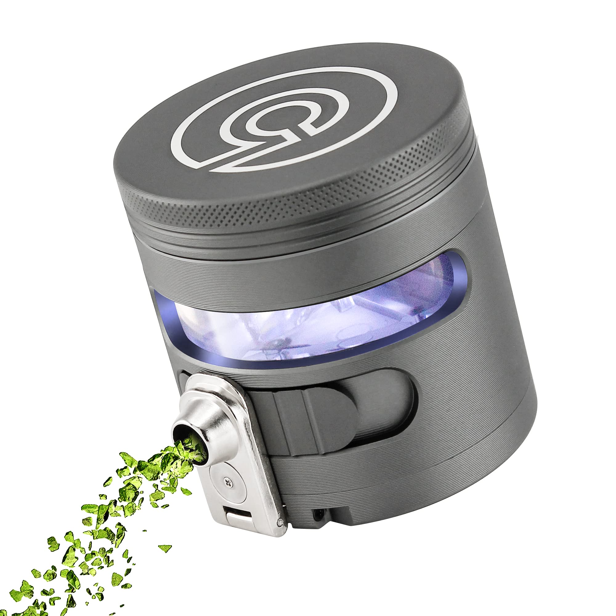 Tectonic9 Herb Grinder Automatic Electric Herbal Spice Dispenser Large 2.5'' Aluminum Alloy (Grey)