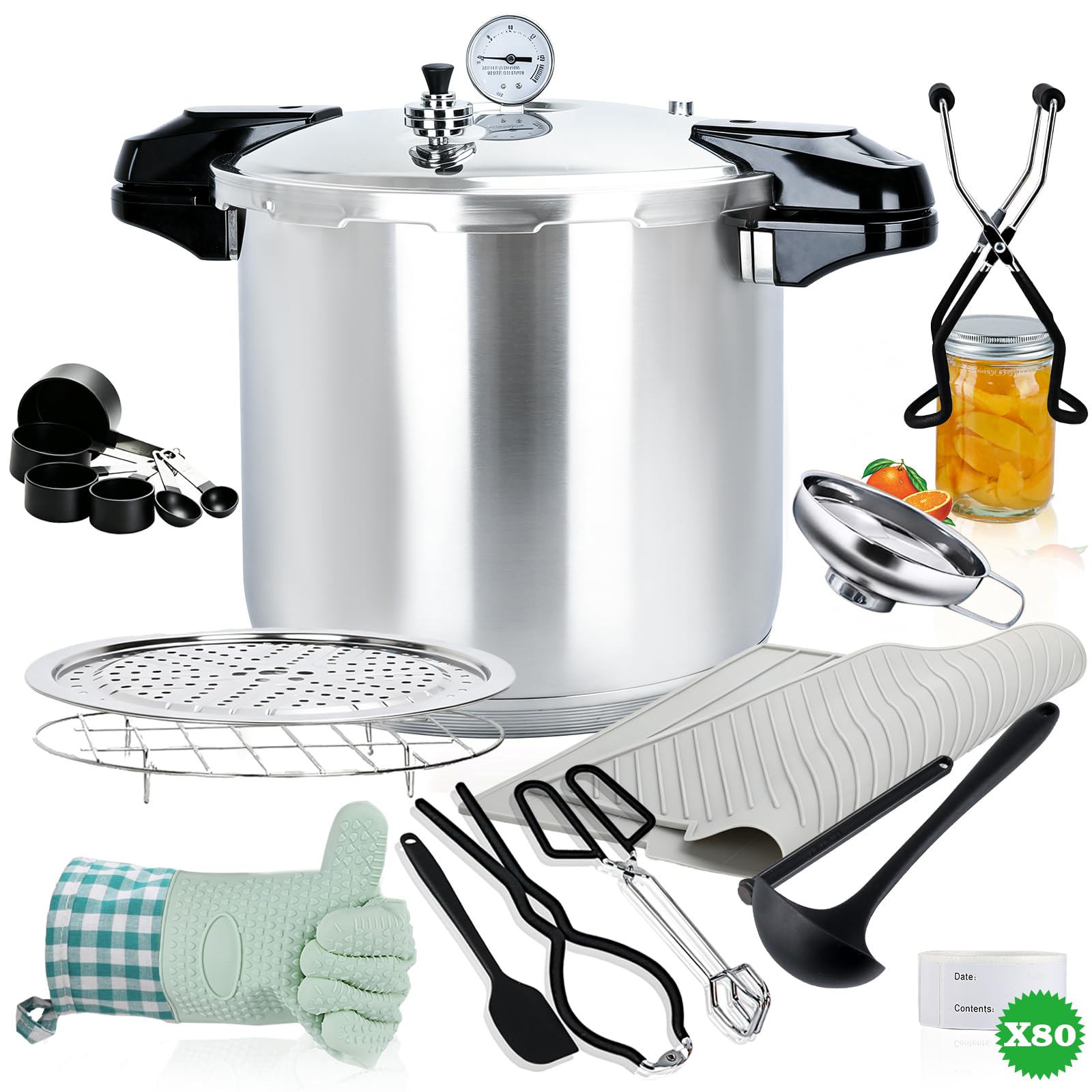 24 Qt Pressure Canner, Canning Pressure Cooker with Starter Kit, Stainless Steel Canning Pot for Home Water Bath Canning, Beginn