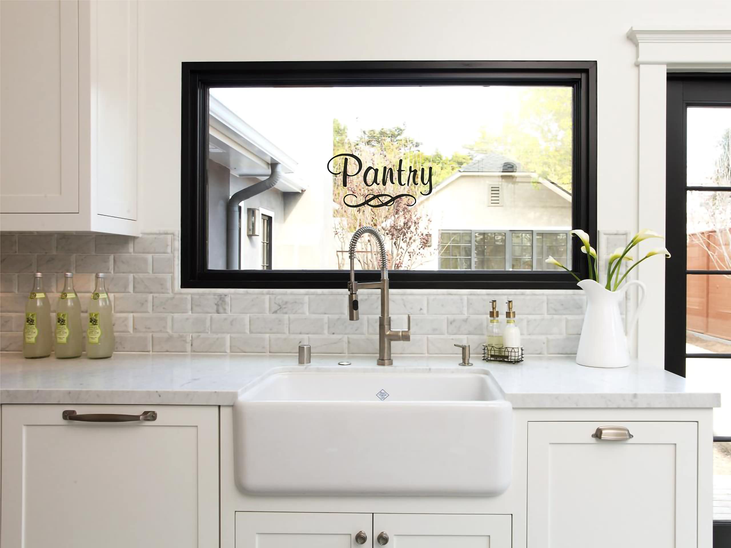 H-Tradings Pantry Decal With Single Swirl - Vinyl Art Wall Decal For The Home Or Kitchen Pantry - 8'' W X 4.5'' H (Black)