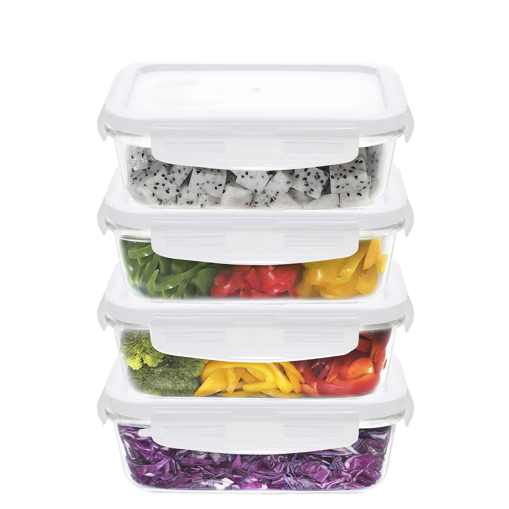 Cutting Edge 1520Ml Rectangular Borosilicate Glass Food Container(Set Of 4)