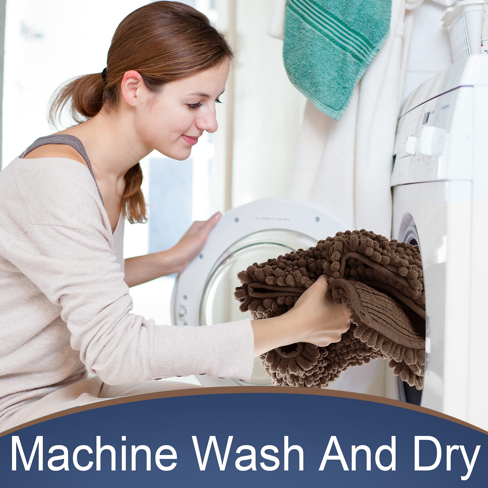 Yimobra Original Luxury Chenille Bathroom Rug Mat  60.2 x 24 Inches  Soft Shaggy and Comfortable  Large Size  Super Absorbent and Thick  Non-Slip  Machine Washable  Perfect for Bath Room  Brown