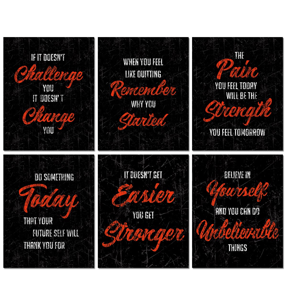 Hlniuc Motivational Sayings Art Prints, Inspirational Workout Room Decor, Set Of 6 (8X10, Unframed), Positive Poster For Gym, Ex