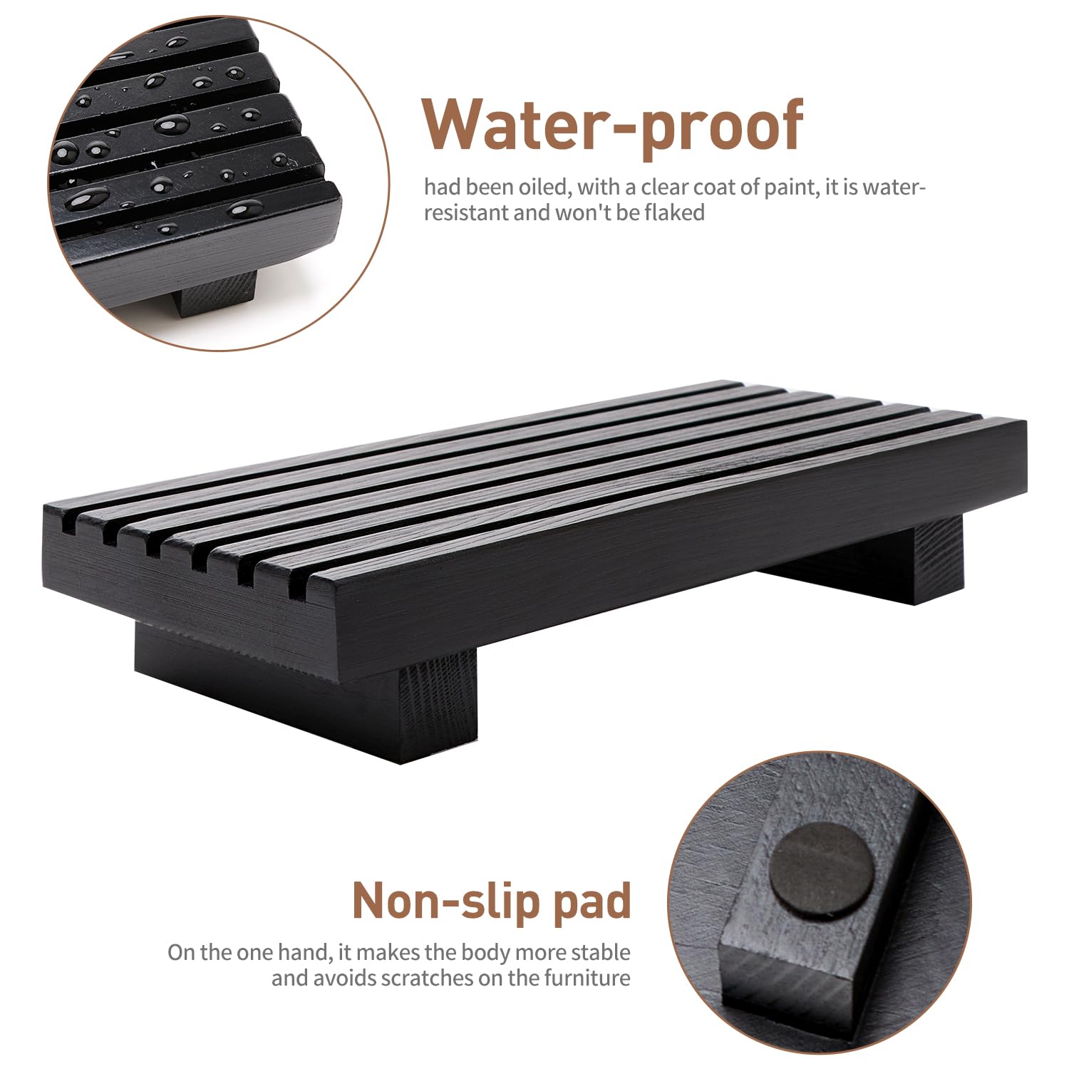 Small Black Bathroom Decor Tray For Counter Dish Soap Holder Wooden Pedestal Stand For Kitchen Sink Soap Dispenser Wood Risers K