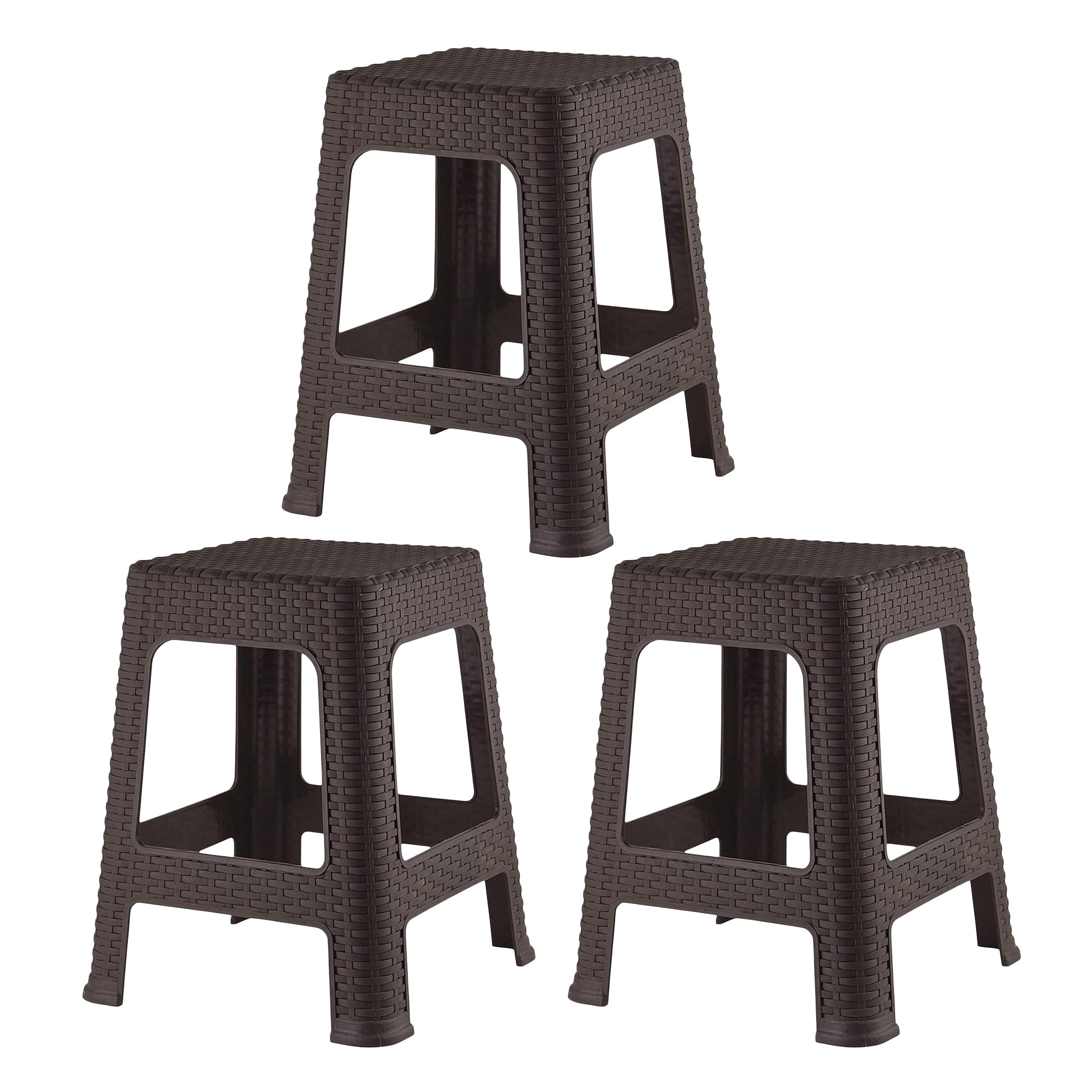 Kuber Industries Pack of 3 Plastic Stool | Stool for Indoor Or Outdoor | NonSlip Lightweight Stool | Stool for Shop & Office & 