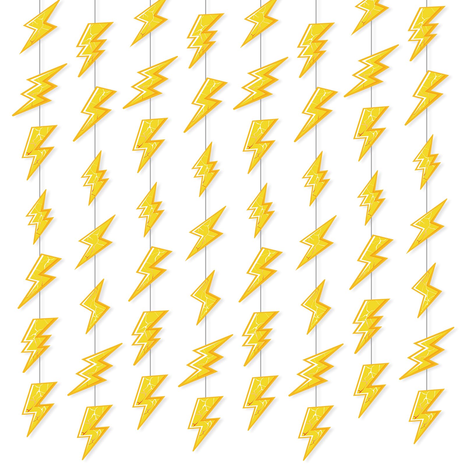 Humyoun 8 Pcs Lightning Hanging Decoration Lightning Bolt Hanging Banner Gold Lightning Flash Decor Weather Themed Decor for Yel
