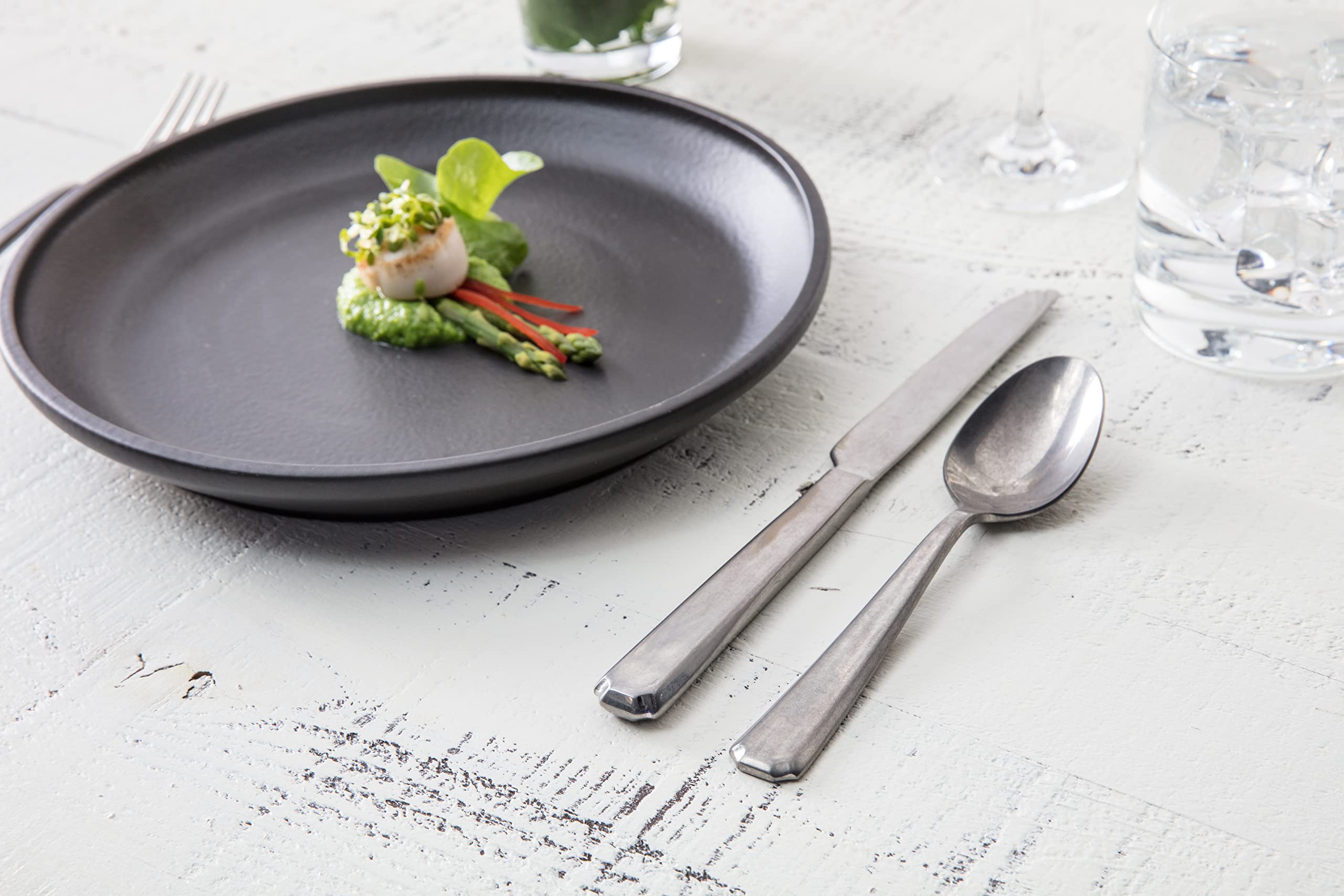 Fortessa Valen 18/10 Stainless Steel Flatware, Tumbled Stainless Steel, 20 Piece Place Setting, Service For 4