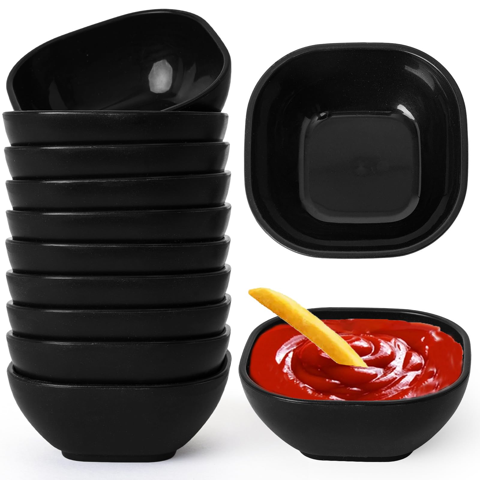 SHECIPIN 12 Pack Unbreakable Dipping Bowls, 4.5 OZ Soy Sauce Dishes,dipping sauce cups,small bowls for dips