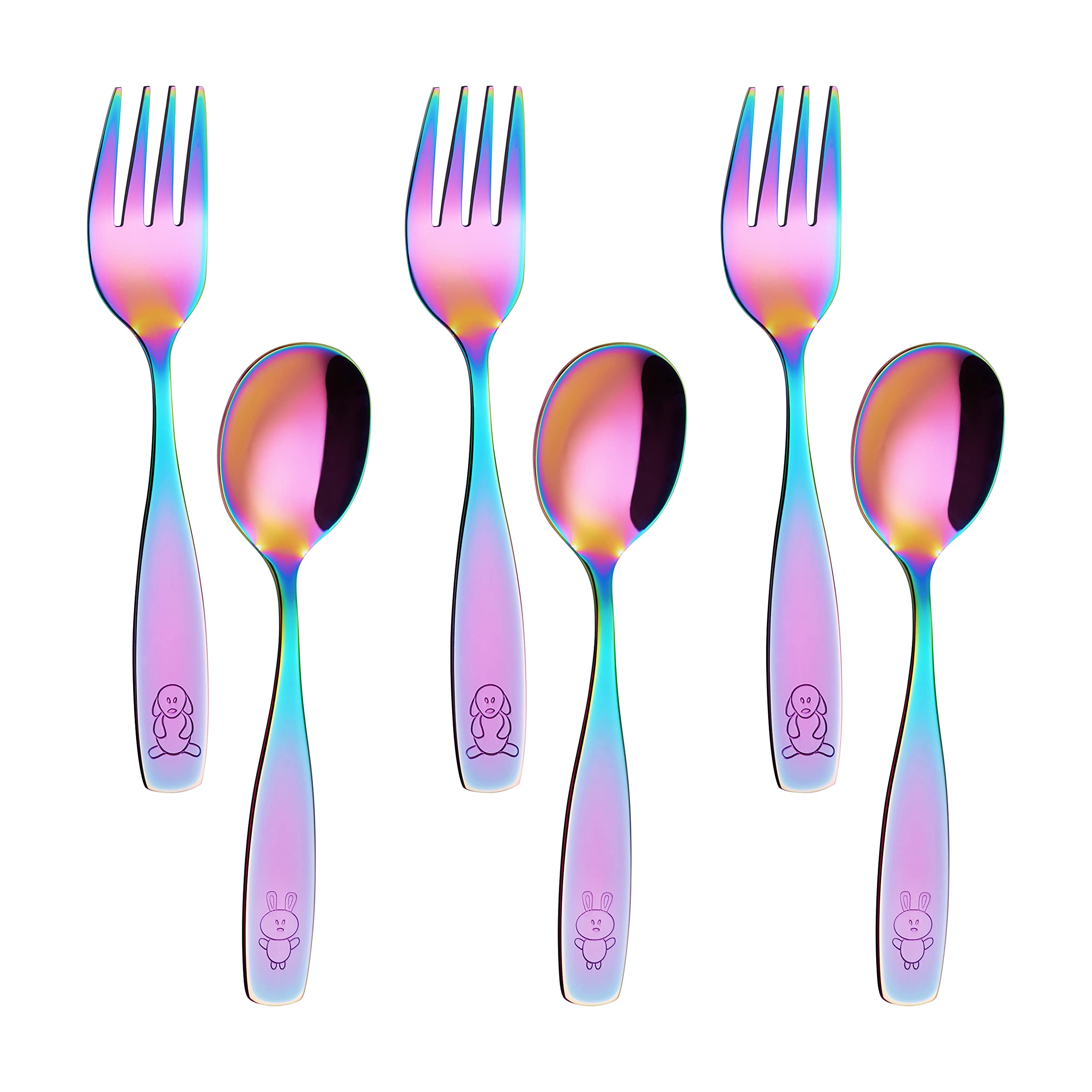 ANNOVA Kids Silverware Children's Safe Flatware Set Stainless Steel - Children Forks And Dinner Spoons, Toddler Utensils, Metal