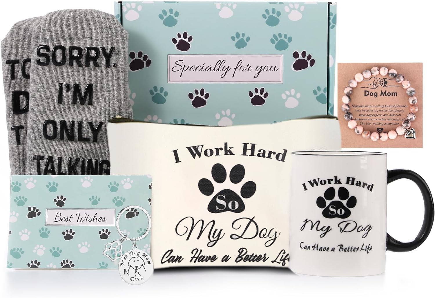 Dog Mom Gifts For Women,Funny Dog Mom Mugs Bracelets For Dog Lovers,Dog Themed Gift Basket,Dog Mom Mothers Day Birthday Gifts Fo