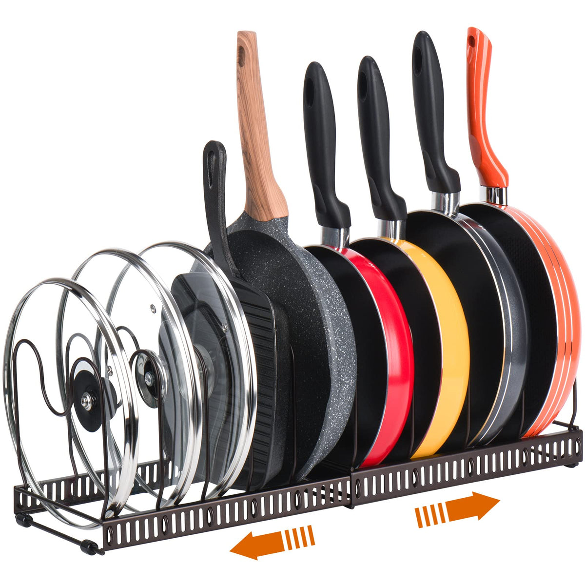 Toplife Pots And Pans Organizer Rack For Cabinet And Countertop, 10+ Pot Lids, Bakeware And Cookware Organizer Rack Holder With