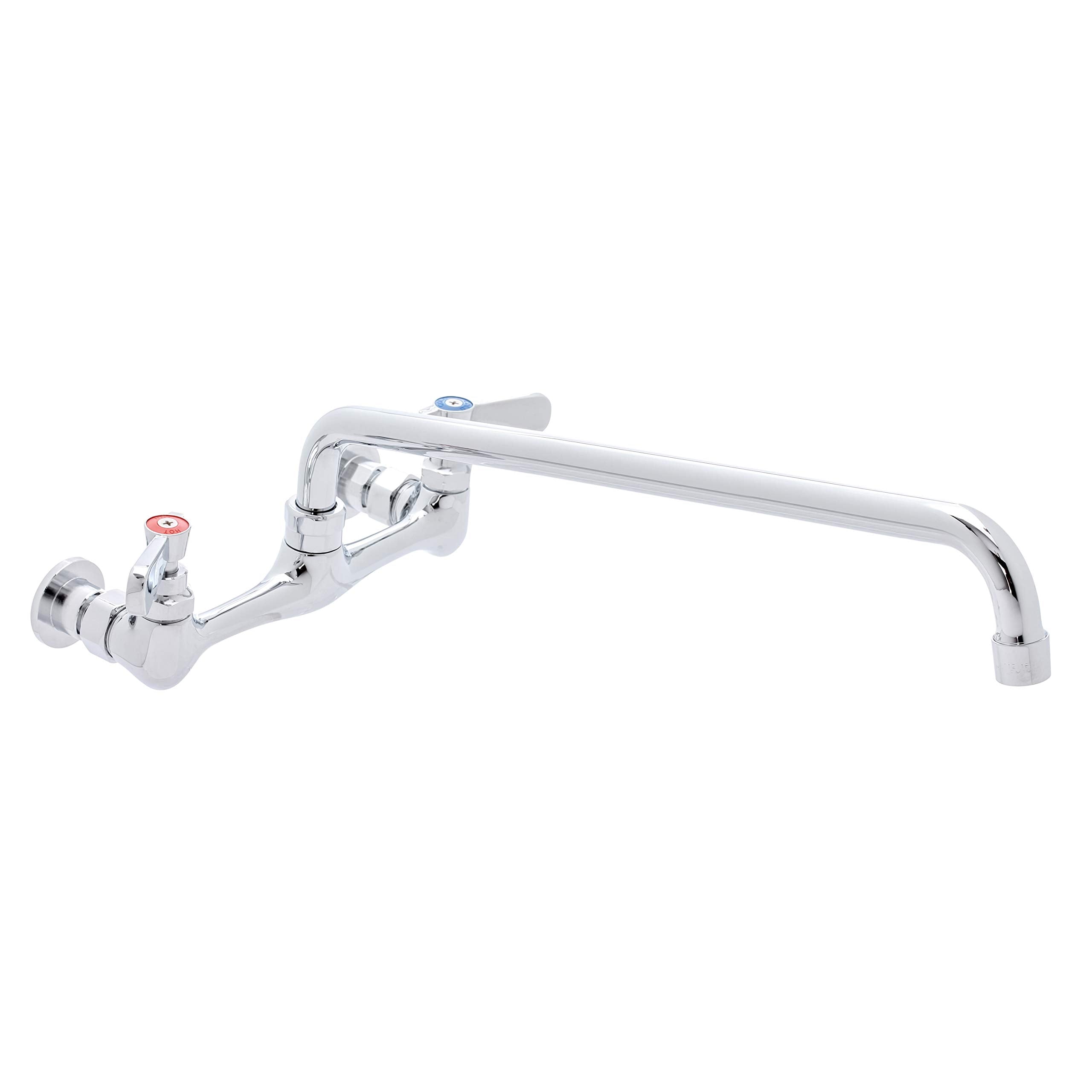 Kitchen Sink Faucet Wall Mount - Durasteel 8'' Center Commercial Kitchen Sink Faucet With 14'' Swivel Spout - Dual Lever Handles