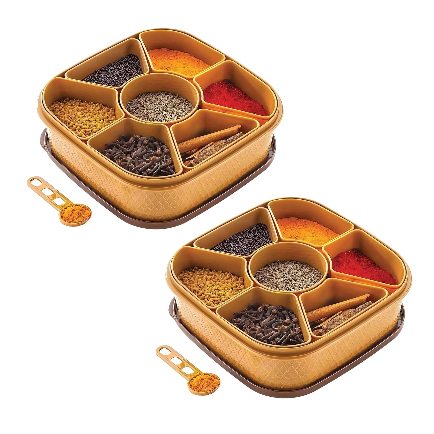 Oblivion Plastic Masala Box 2 Pc - Multicolor Spice Storage Container, Rangoli Organizer Dabba, Stylish Airtight Kitchen Box For
