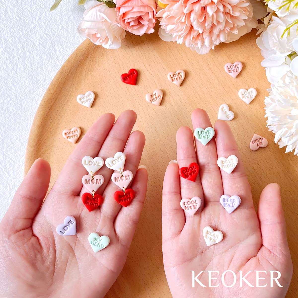 Keoker Mom Heart Polymer Clay Cutters, Mothers Day Clay Earring Cutters, 9 Shapes Message Letter Polymer Clay Cutters For Earrin