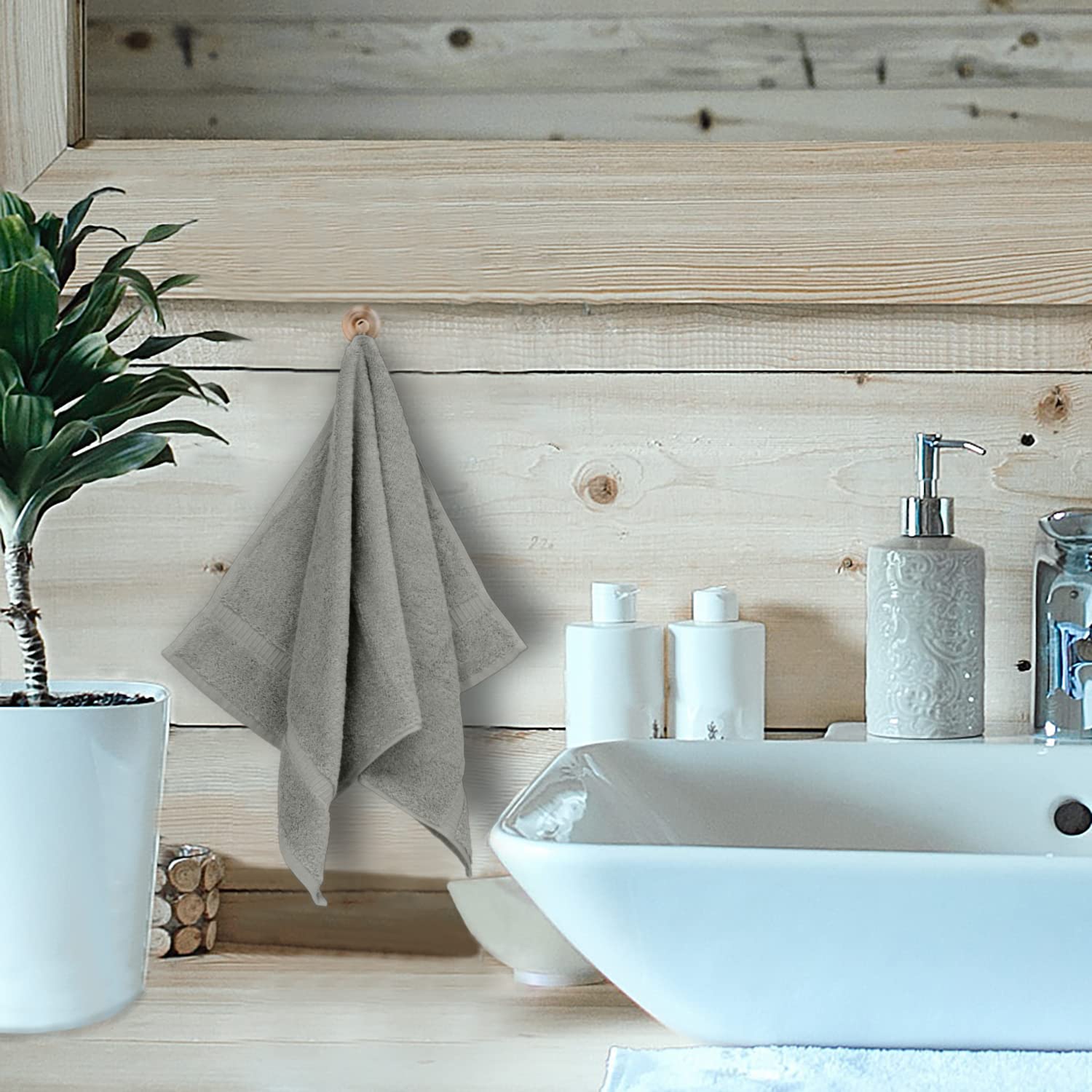 Monogrammed Hand Towel, Personalized Gift, Set Of 2- Silver Block Letter Embroidered Towel - Extra Absorbent 100% Turkish Cotton