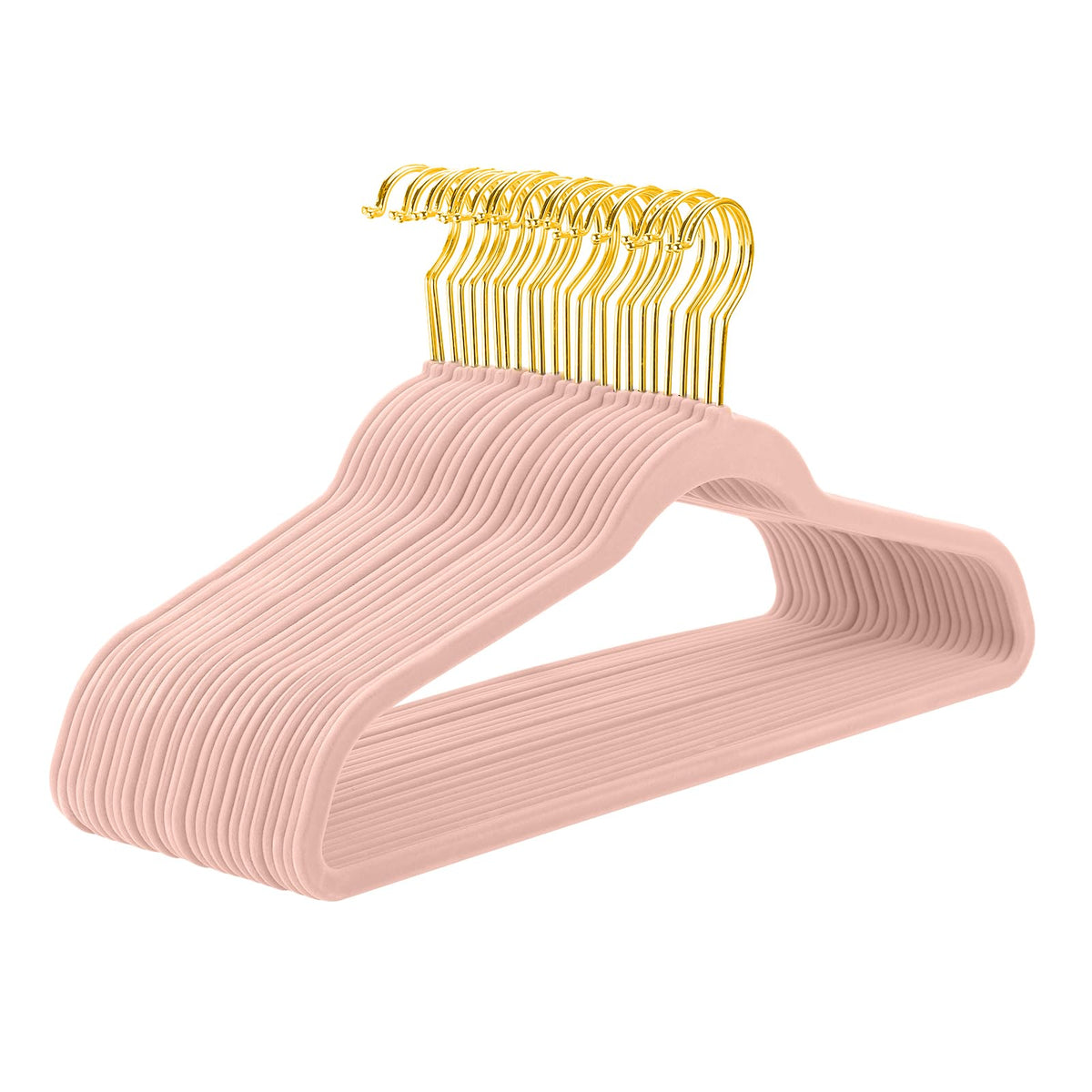 Mizgi Blush Pink Velvet Hangers 60 Pack,Premium Gold Clothes Hangers Non-Slip Felt Hangers,Sturdy Pink Hangers Heavy Duty Coat H