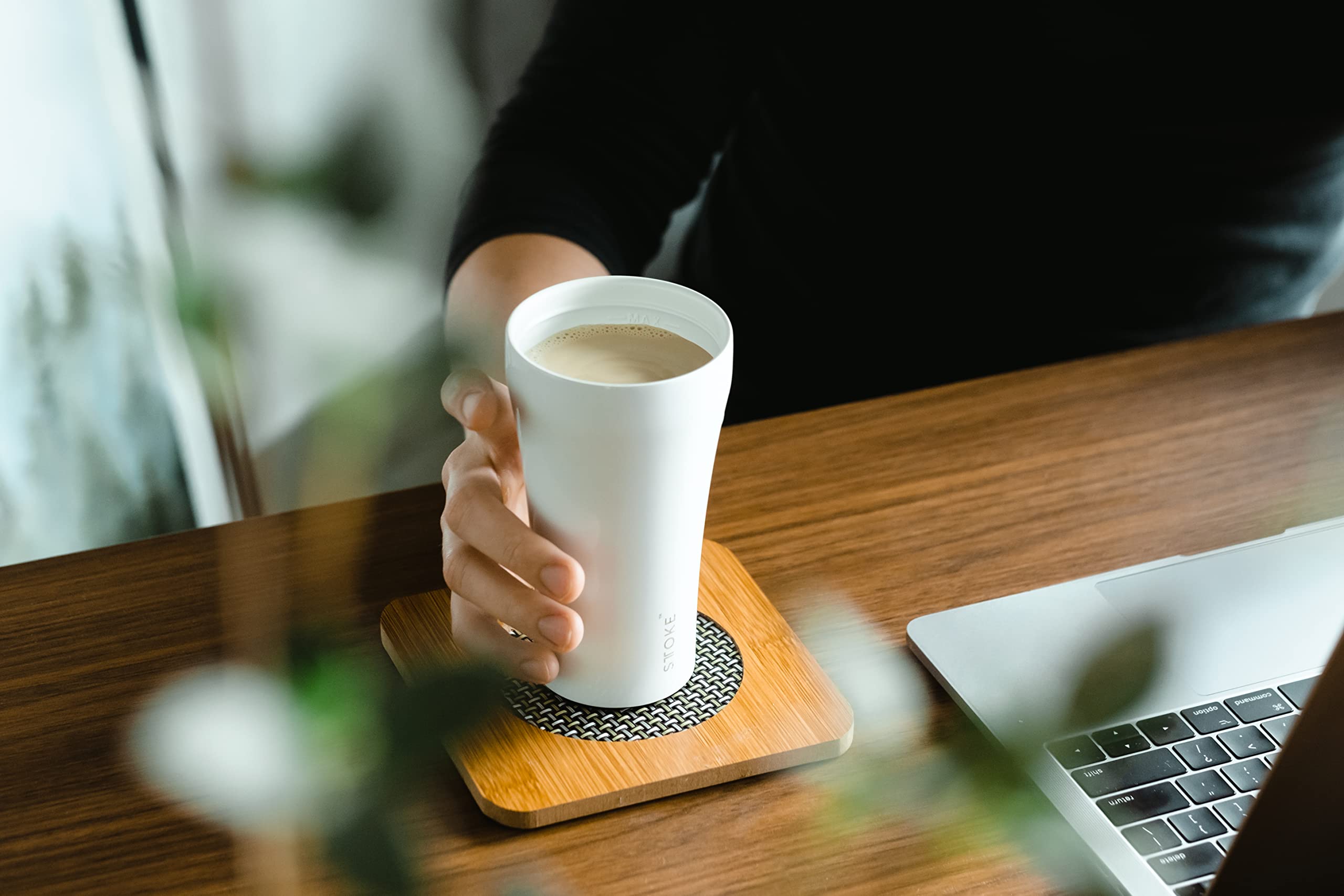 Sttoke Leakproof Ceramic Reusable Coffee Cup 12 Oz - Angel White Slp12Aw0620 0