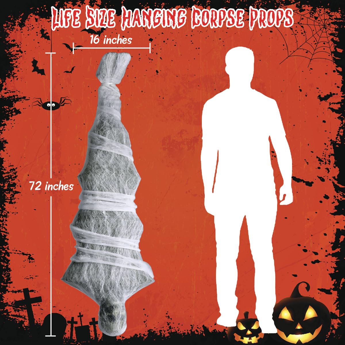 Halloween Decorations, 72 Inches Outdoor Hanging Cocoon Corpse Props ...
