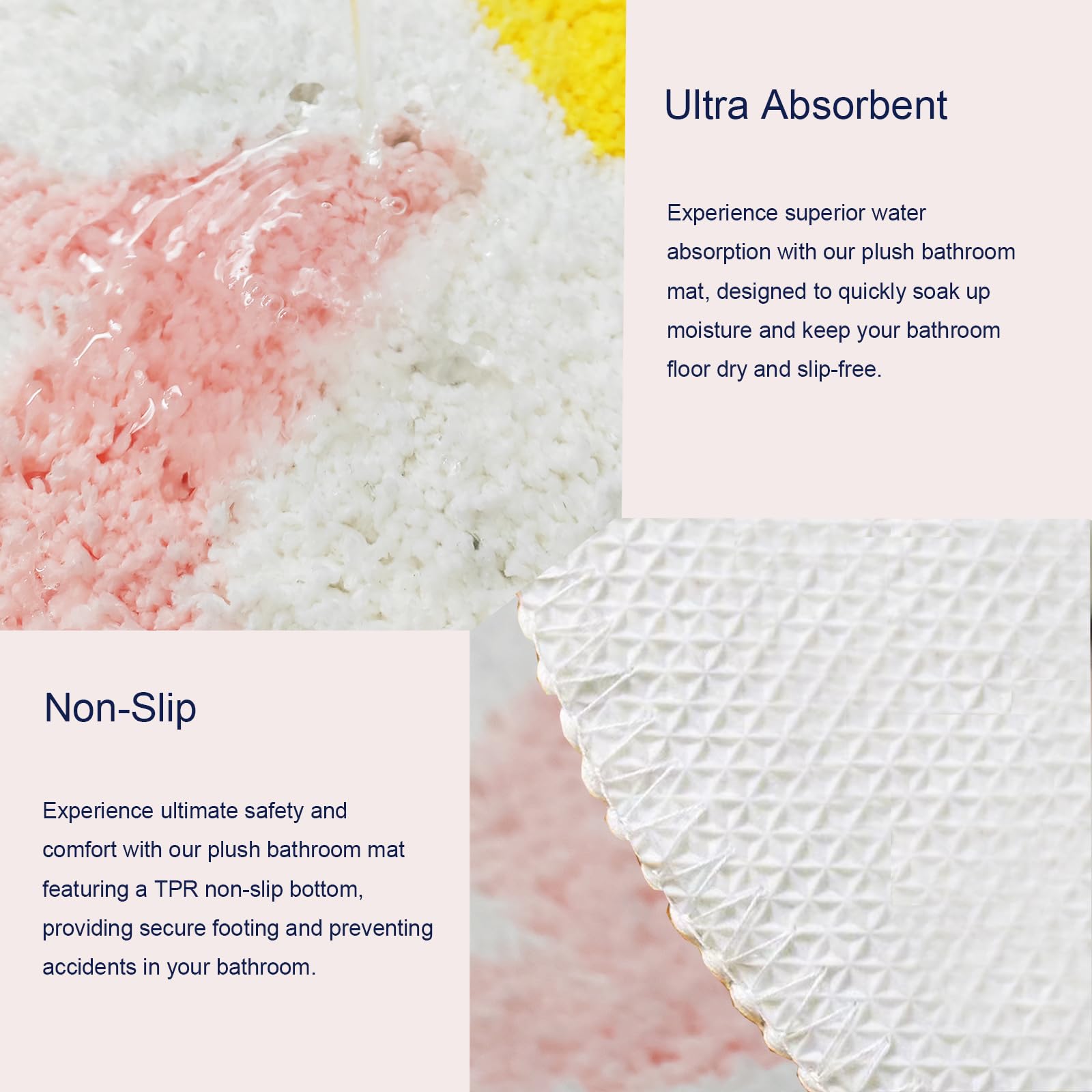 YRXRUS Flower Bath Mat, Light Pink Bathroom Rug, Beauty Bath Mats, Ultra Soft Microfiber Bath Rug, Machine Washable Flower Rug,