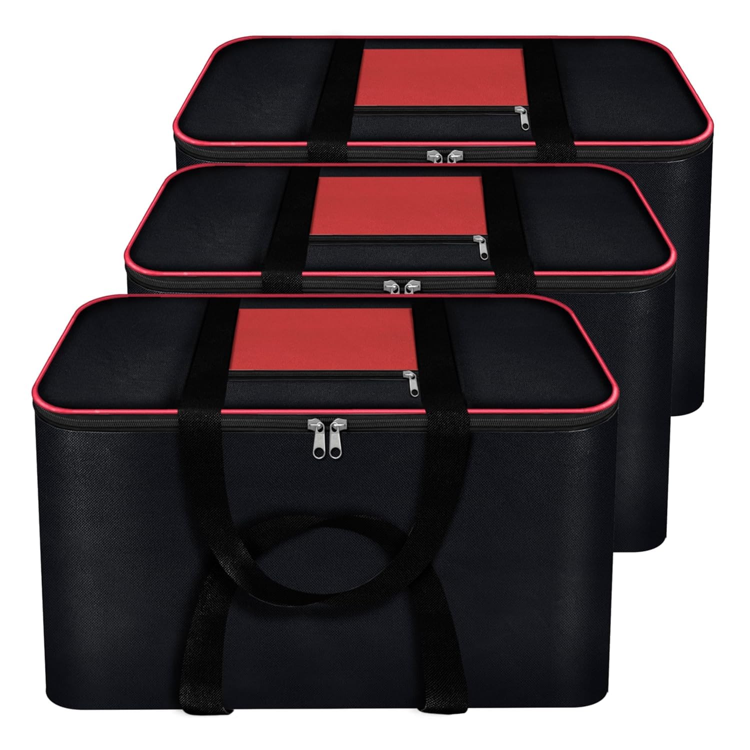 Radiant Nylon Big Underbed Storage Bag Moisture Proof Cloth Organiser With Zippered Closure And Handle(Blackred, 54X46X28Cm) (Re