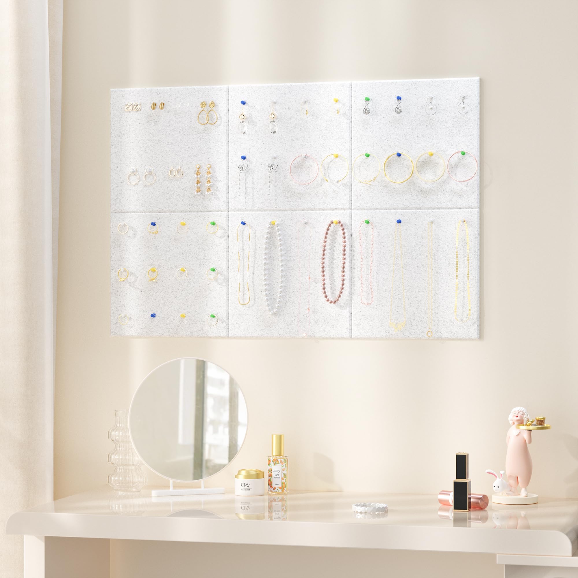 Neatsure Large Cork Board for Wall, 36 x 24 Bulletin Board with Pushpins, 6 Panels Felt Tiles Tack Push Pin Board for Office, Si
