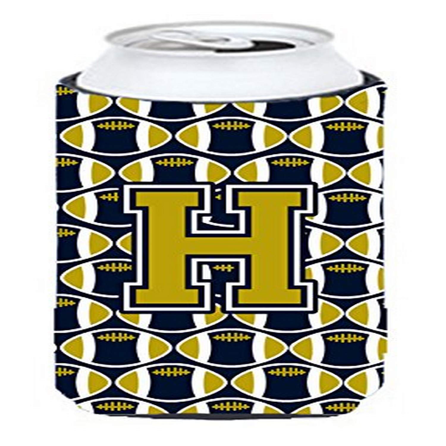 Letter H Football Blue and Gold Tall Boy Beverage Insulator Hugger CJ1074-HTBC