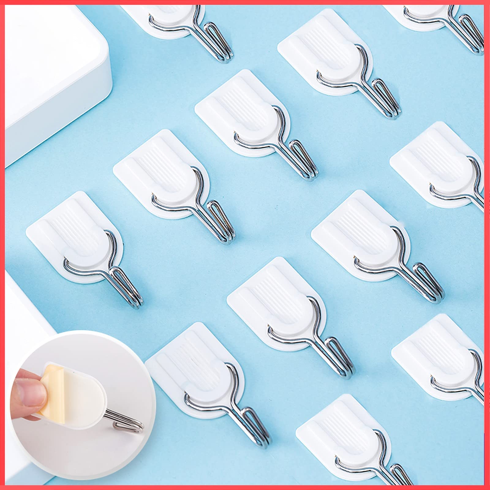 Wolpin Self Adhesive Wall Hooks Waterproof Adhesive Sticky Hooks | Hanging Capacity 1 Kg Max | Multipurpose Home Storage (White 