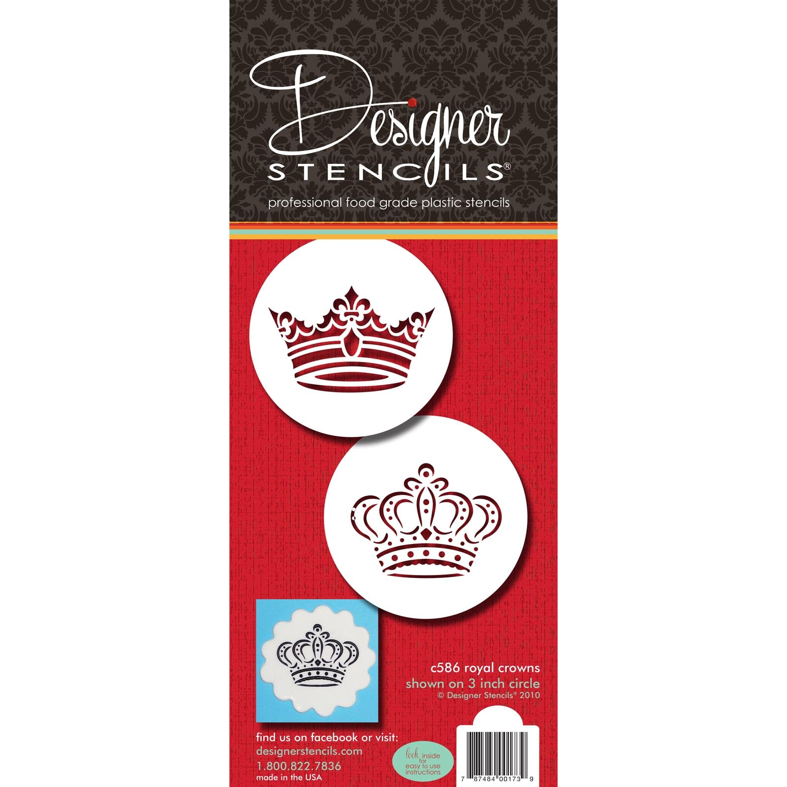 Designer Stencils Royal Crowns Cookie Stencil Set, Beige/Semi-Transparent