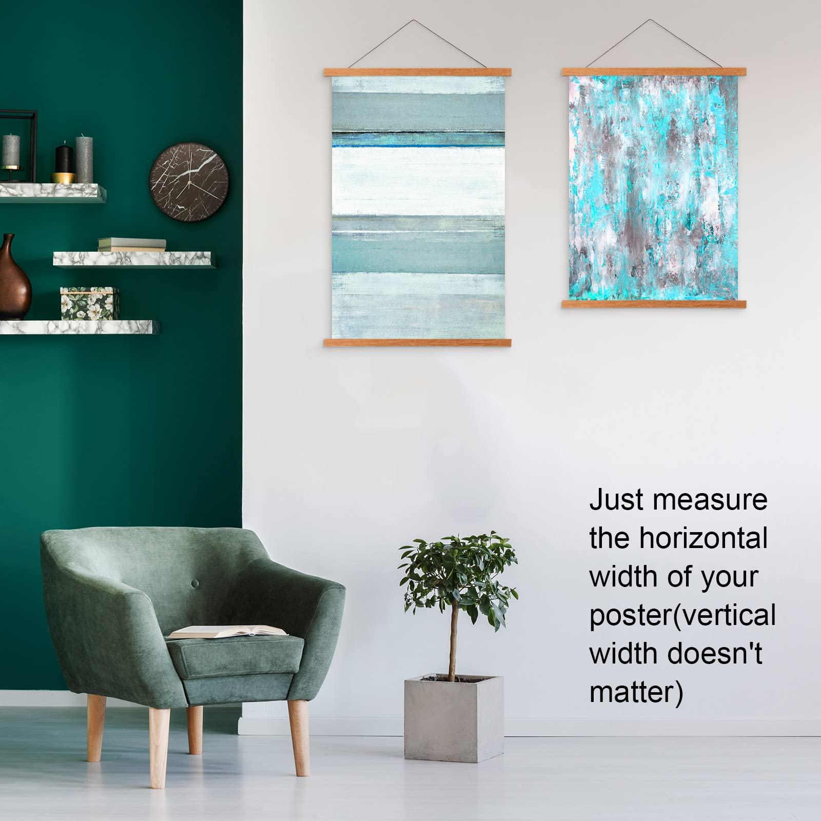 Falamon 2 Pack Magnetic Poster Hanger Frame, 24X36 24X30 24X40 Teak Wood Magnet Poster Frame For Posters, Prints, Photos, Pictur