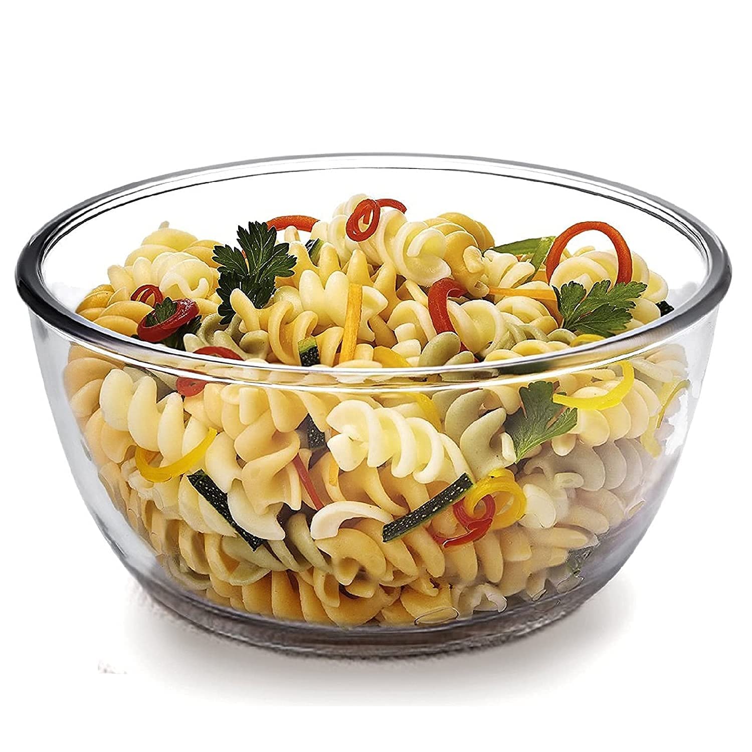 Cello Ornella Toughened Glass Mixing Bowl Without Lid | Microwave Safe & Dishwasher Safe | Clear & Non- Porous Glass | Scratch R