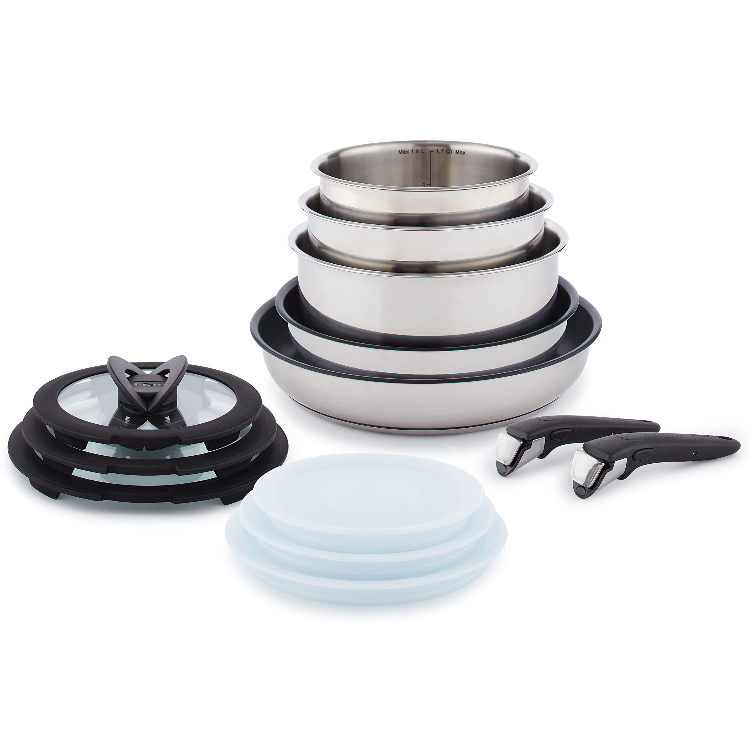 T-fal Ingenio Expertise Stainless Steel Cookware Set 13 Piece, Induction, Stackable Cookware, Pots and Pans Set, RV, Camping, Ki