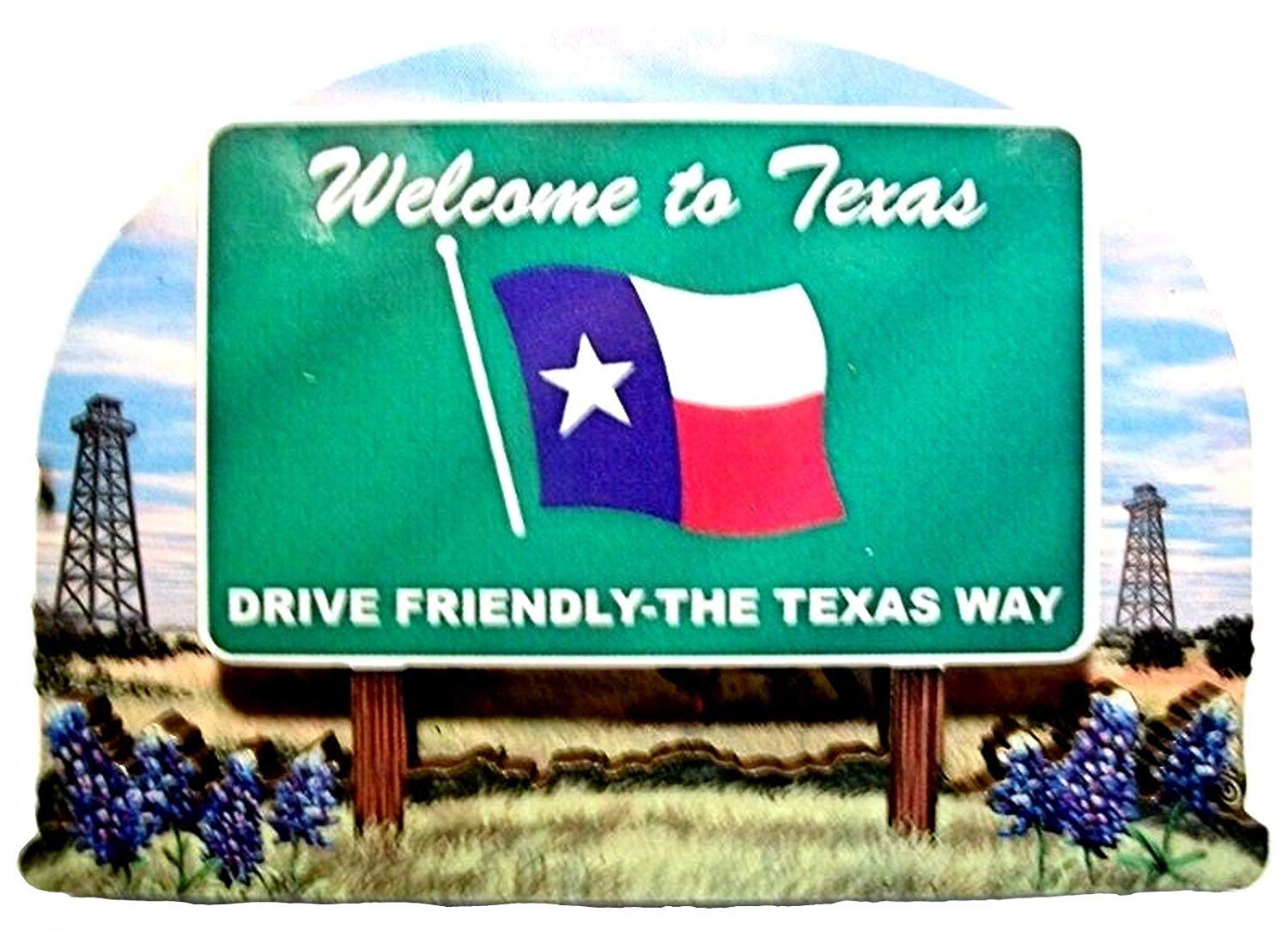 Texas State Welcome Sign Wood Fridge Magnet